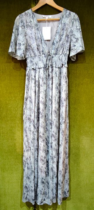 Vestido largo estilo boho chic metalizado