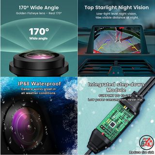 GreenYi Cámara trasera 170 1080P