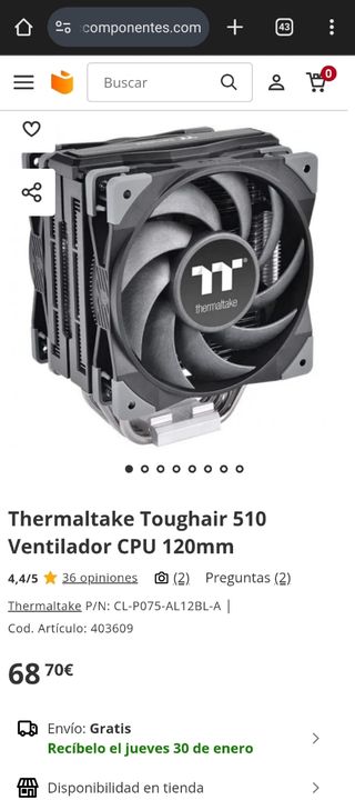 NUEVO!! DISIPADOR PROCESADOR THERMALTAKE TOUGHAIR 