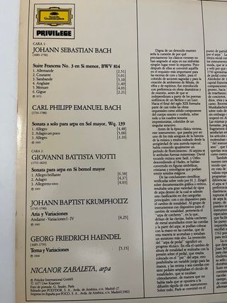 Vinilo Nicanor Zabaleta Música de arpa del barroco