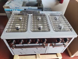 COCINA INDUSTRIAL A GAS 6 FUEGOS CON HORNO HR