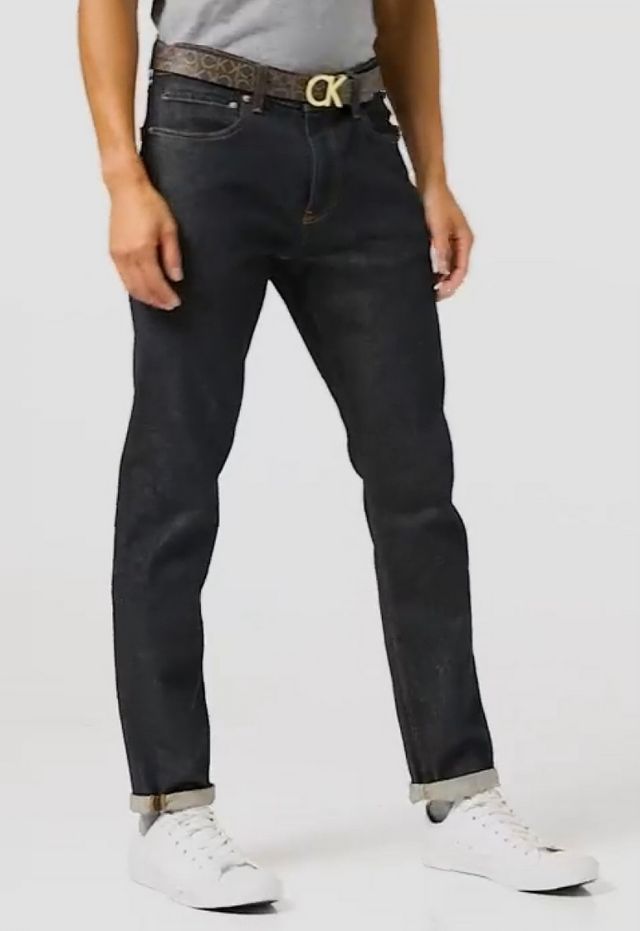 Cinturón Calvin Klein Monograma Marrón Dorado Oro.