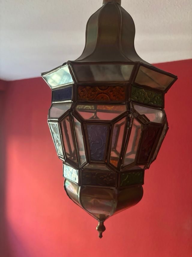 Lampara de laton y cristales/ Lote B3