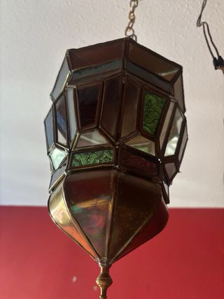 Lampara de laton y cristales/ Lote B3