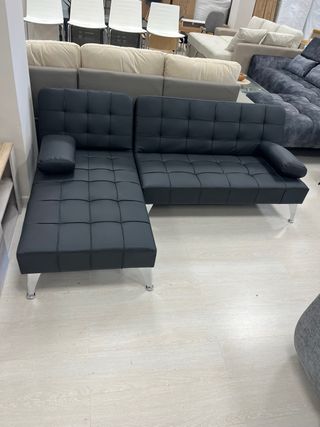 Sofa cheslong cama de polipel negro