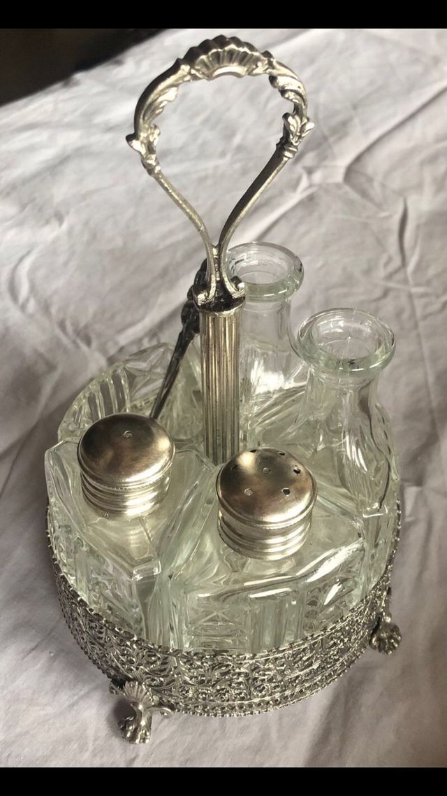 saliera in cristallo e argento 175 grammi 
