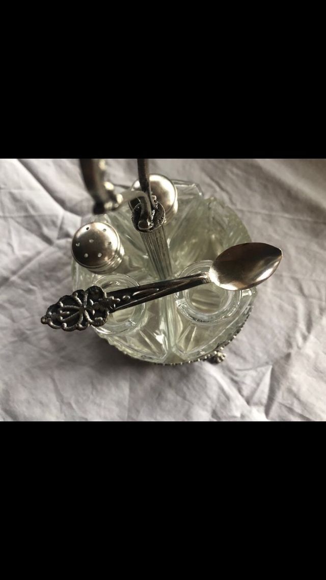 saliera in cristallo e argento 175 grammi 