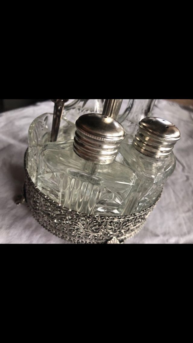 saliera in cristallo e argento 175 grammi 