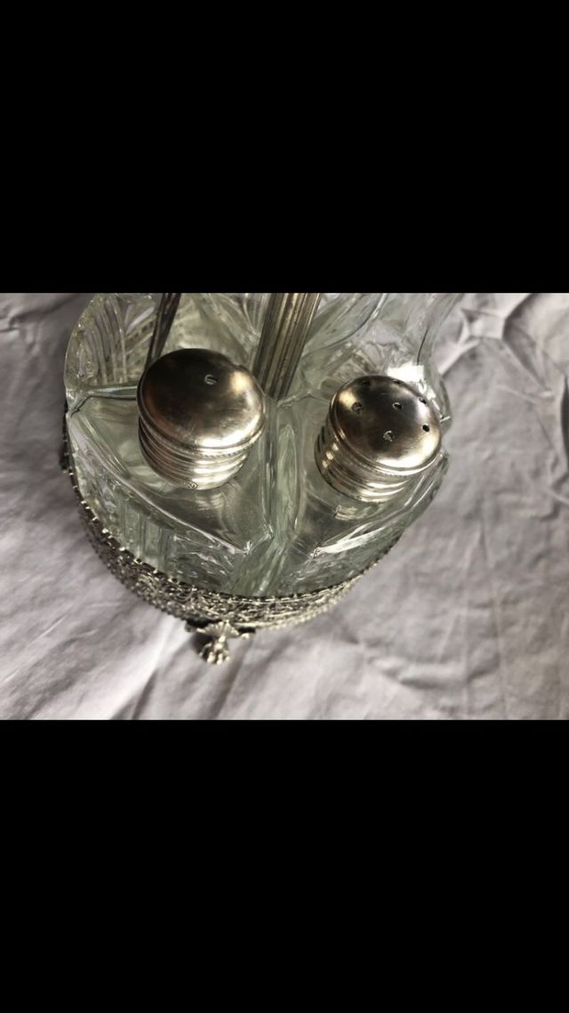 saliera in cristallo e argento 175 grammi 