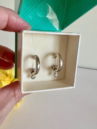 Pendientes Plata 925 Con Colgante Oro
