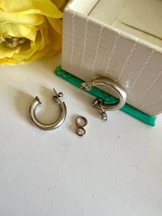 Pendientes Plata 925 Con Colgante Oro