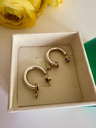 Pendientes Plata 925 Con Colgante Oro
