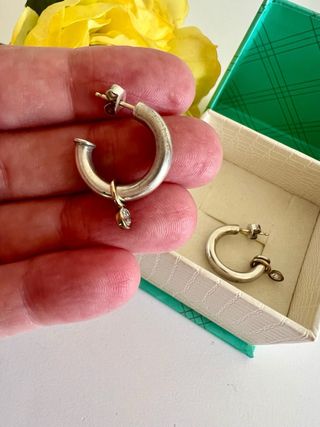 Pendientes Plata 925 Con Colgante Oro