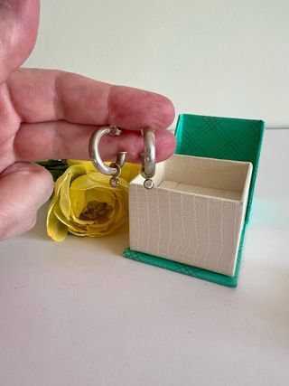 Pendientes Plata 925 Con Colgante Oro