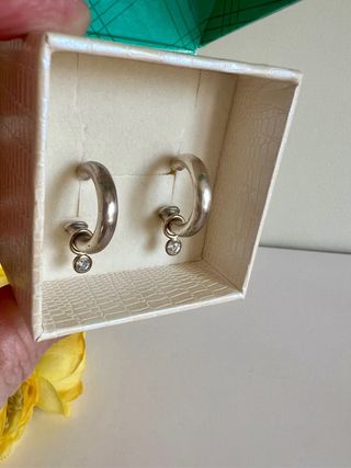 Pendientes Plata 925 Con Colgante Oro