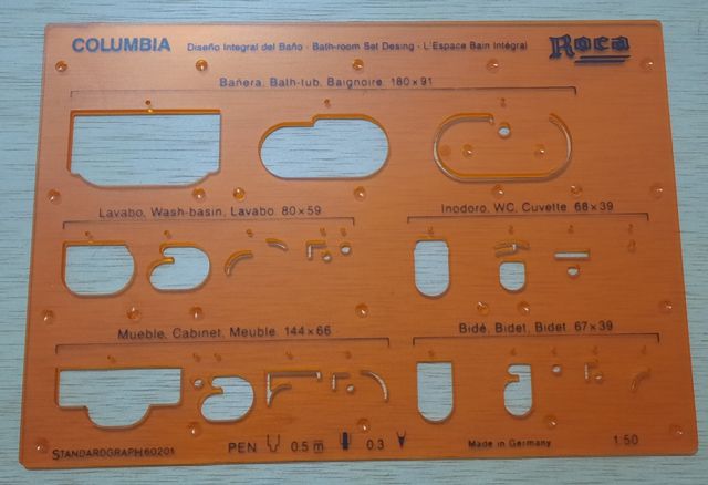 4 Plantillas dibujo. 3 sanitarios Roca 1 de luces