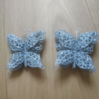 2 Farfalle glitter color argento