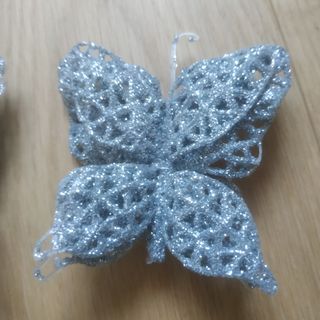 2 Farfalle glitter color argento