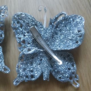 2 Farfalle glitter color argento