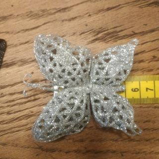 2 Farfalle glitter color argento