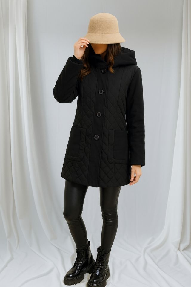 Cappotto nero trapuntato donna taglia M