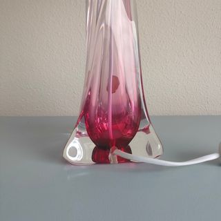 Lampara cristal Val Saint Lambert rosa 