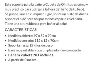Olmitos soporte cubeta bañera bebé