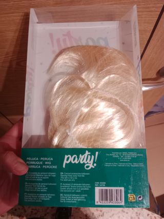 Peluca lisa rubia corta disfraz