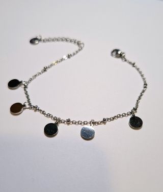 Pulsera acero inoxidableon placas, fina para mujer