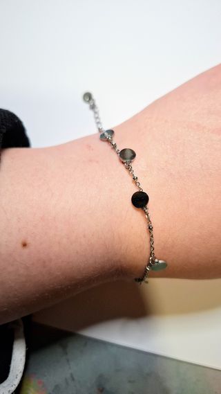 Pulsera acero inoxidableon placas, fina para mujer