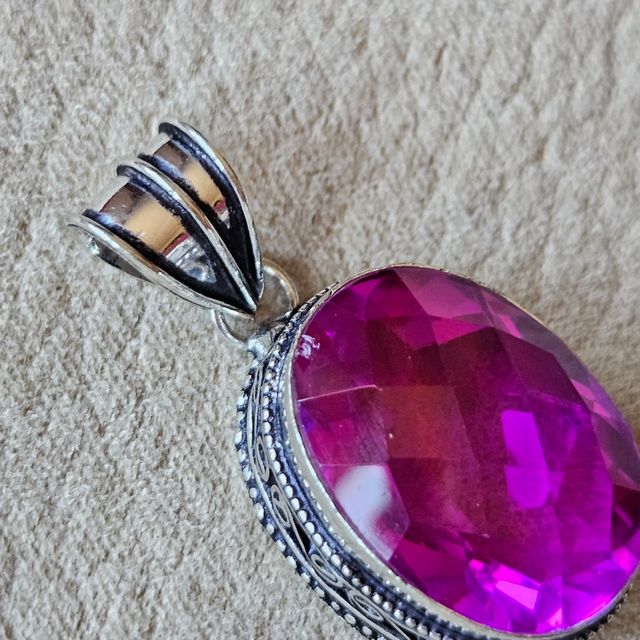 Colgante plata 925 y cuarzo rosa