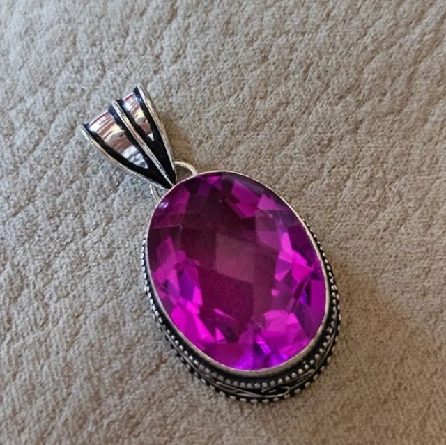 Colgante plata 925 y cuarzo rosa