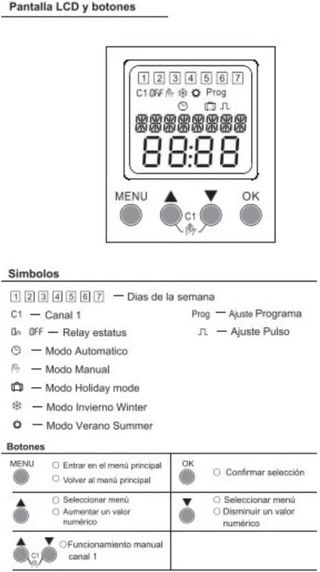 Intereuptor horario digital semanal