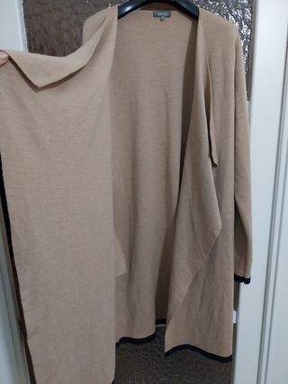 Chaqueta larga abierta, lana t. 38,40,42