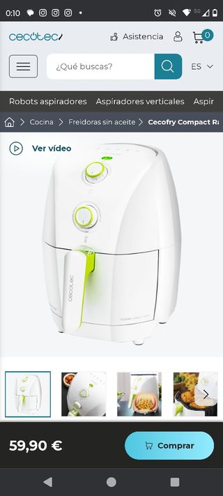 Freidora de aire Cecotec blanca