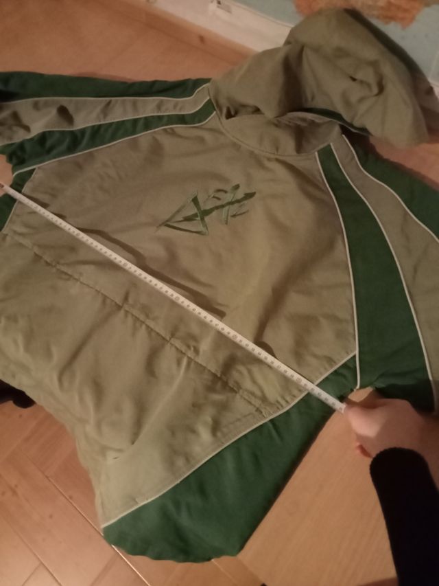 Cazadora vintage UNISEX verde forrada capucha