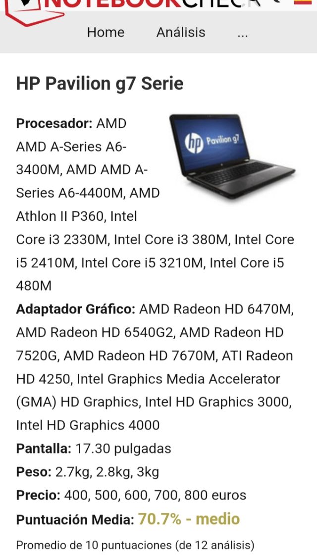 Carcasa Hp Pavilion G7