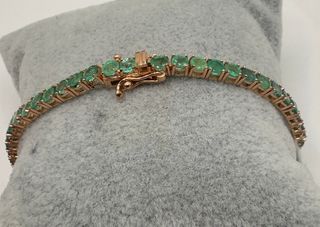 Pulsera riviere de oro de 18 kt con esmeraldas