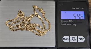 Cadena de Oro 18K, Singapur, 5.46gr, 52cm