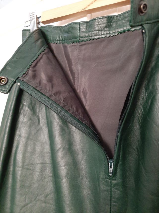 falda lápiz vintage cuero verde nueva T 38/40