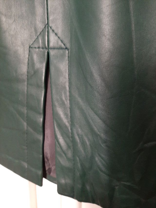 falda lápiz vintage cuero verde nueva T 38/40