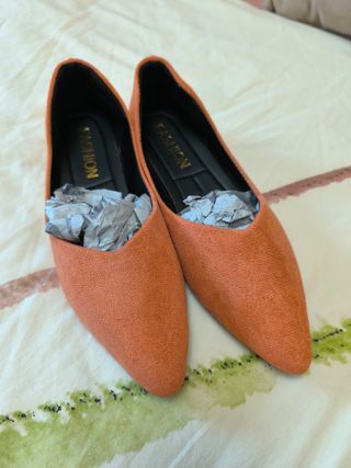 Bailarinas naranjas tacto terciopelo 