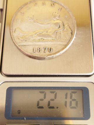 Moneda FALSA 5 pesetas 1870