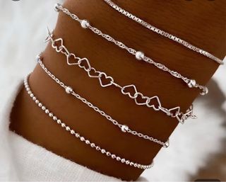 Conjunto de 5 pulseras plateadas