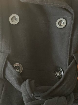 Abrigo negro Zara cruzado con lazo talla M