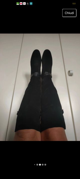 Stivali camoscio nero al ginocchio