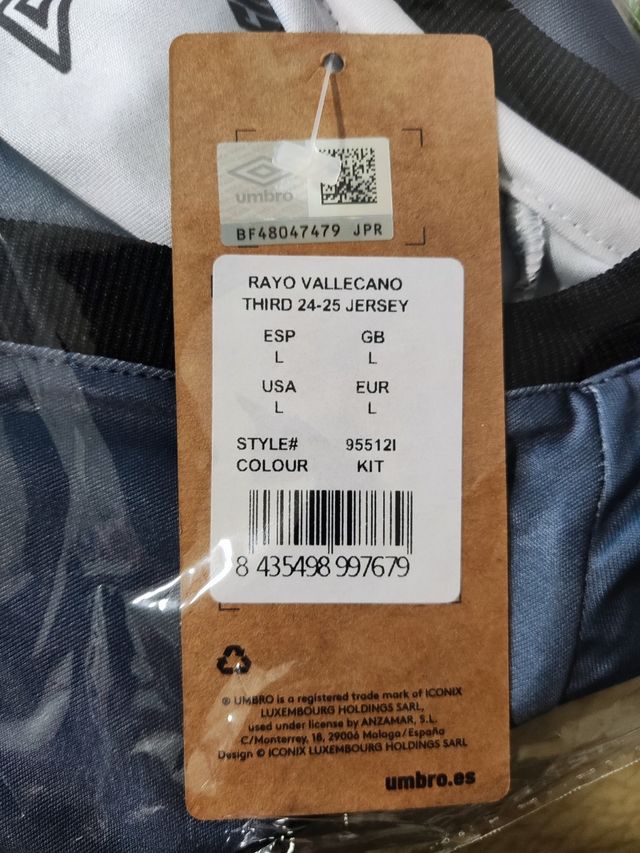 3ª equipación Rayo Vallecano 2025 talla L, NUEVA