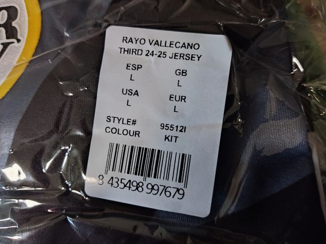 3ª equipación Rayo Vallecano 2025 talla L, NUEVA