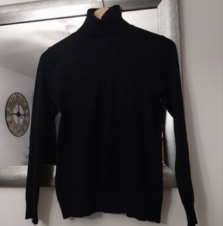Jersey de cuello alto negro mujer M aprox