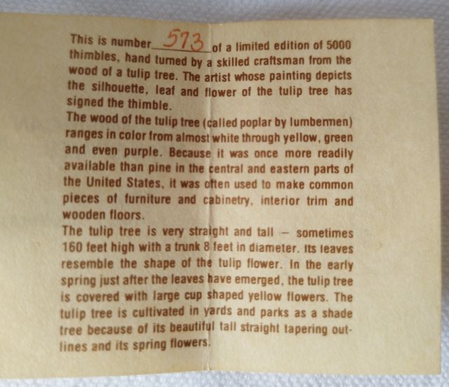 Dedal de madera de tulipán edición limitada